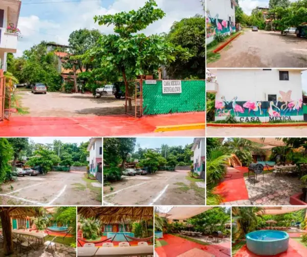Área de jardines, chapoteadero y convivencia en Casa Mexica Zihuatanejo